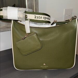 Kate Spade Green Shoulder Bag with White Trim